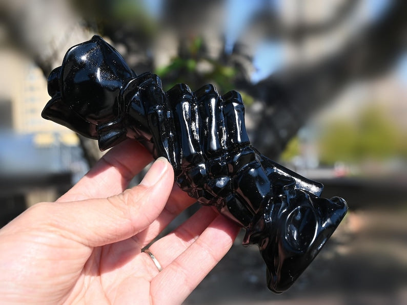 5.6'' Natural Obsidian decor，Crystal rose statue，Rose flower carving，Desktop Decor，Crystal gift，Home decor，Crystal ornament，Reiki healing
