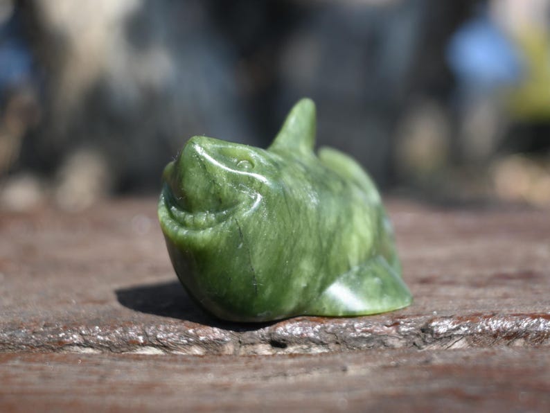 2.8'' Natural Green jade Shark，Shark skull，shark crystal，Carved shark head，Quartz Crystal，Crystal gift，Crystal ornament，Crystal Healing 1PC