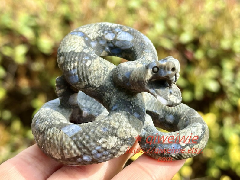 2.8" Natural Llanite Hand Carved Snake,Crystal quartz Skull,Snake Carving,Energy crystal,Reiki healing,Home Decor,Crystal gifts 1PC