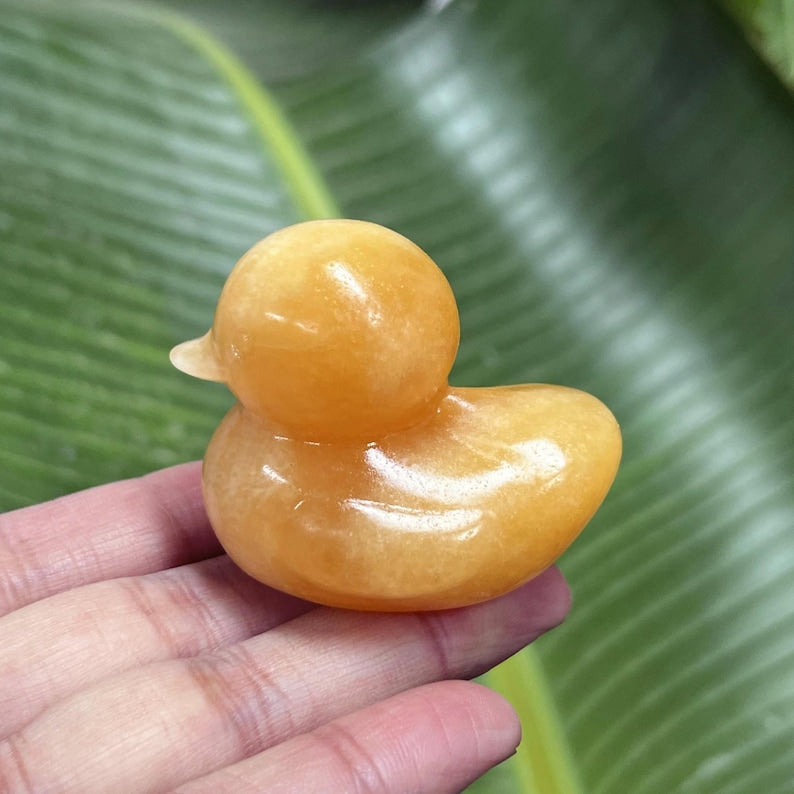 1.7'' Natural Yellow Calcite Duck, Quartz Crystal Duck, Gemstone Duck, Crystal Energy, Home Decoration, Reiki Healing, Crystal Gifts