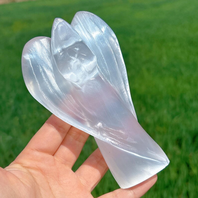 5.3" Natural Selenite Goddess Angel,Quartz Crystal Angel,Mineral Specimen,Reiki healing,Energy Crystal,Crystal Gift,Decor,Crystal Sculpture