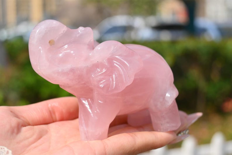 4" Natural rose quartz Elephant,Quartz Crystal Carved ,Crystal Heal Reiki,Home decoration,Crystal Sculpture,Mineral,Crystal Gifts