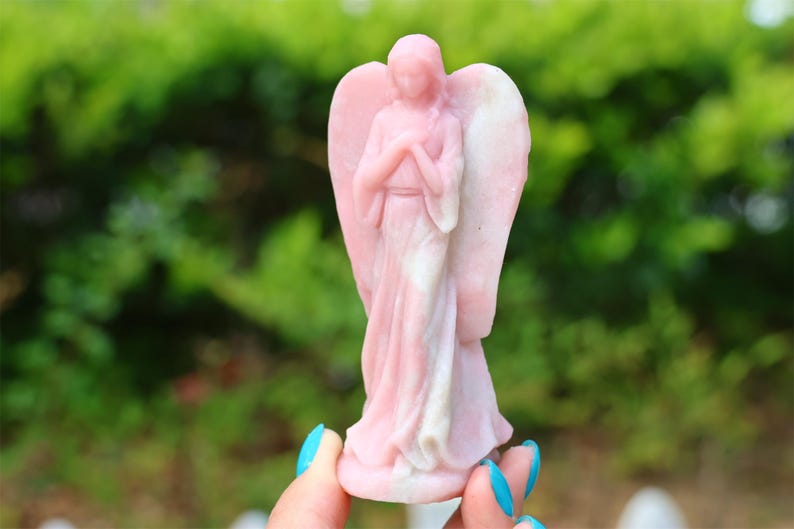 4" Natural pink opal angel, Quartz Crystal Carved,Crystal Heal Reiki, Home decoration, Crystal Gifts