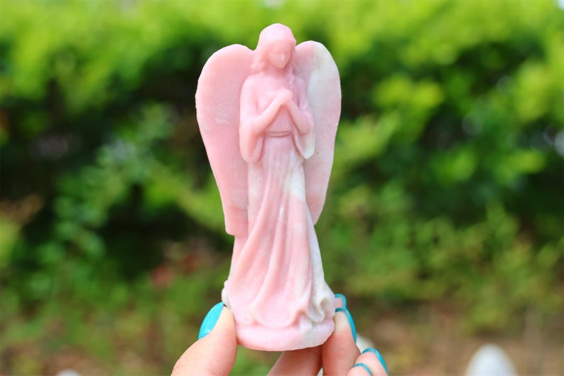 4" Natural pink opal angel, Quartz Crystal Carved,Crystal Heal Reiki, Home decoration, Crystal Gifts
