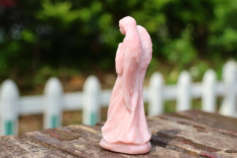 4" Natural pink opal angel, Quartz Crystal Carved,Crystal Heal Reiki, Home decoration, Crystal Gifts