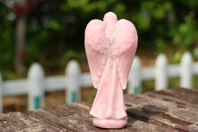 4" Natural pink opal angel, Quartz Crystal Carved,Crystal Heal Reiki, Home decoration, Crystal Gifts
