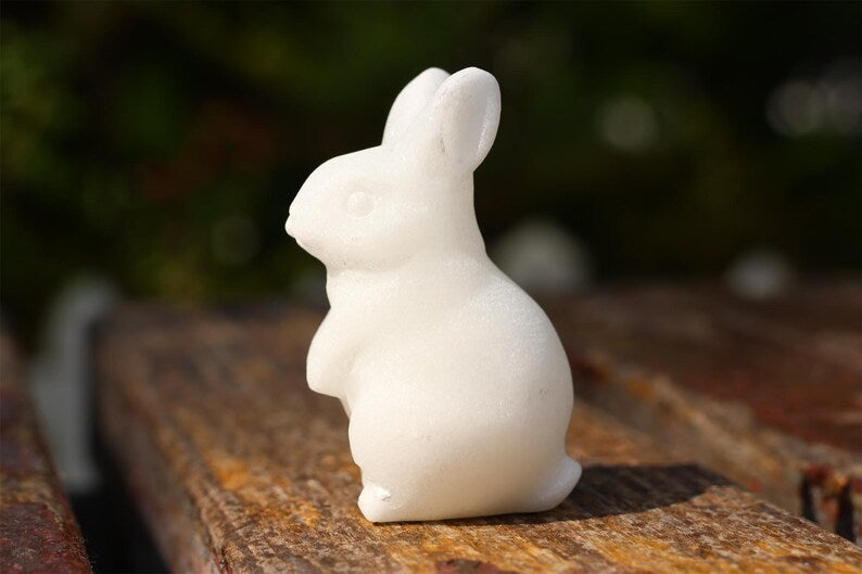 2" Natural white jade Rabbit,Quartz Crystal Carved ,Crystal Heal Reiki,Home decoration,Crystal Sculpture,Mineral,Crystal Gifts