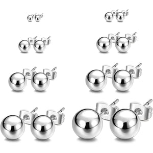 Ball Earrings 316L Surgical Steel Earrings Round Ball Stud Earrings Set