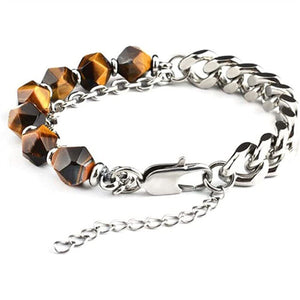 Stainless Steel Fashion Jewelry Natural Tiger Eye Obsidian Men'swomen's Bracelet