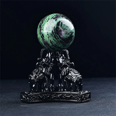 There Elephant Design Crystal Ball Holder Hand-Made Stand Base Room Decor Sphere Holder Figurine Jewelry Displays Holiday Reiki Gift