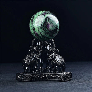 There Elephant Design Crystal Ball Holder Hand-Made Stand Base Room Decor Sphere Holder Figurine Jewelry Displays Holiday Reiki Gift