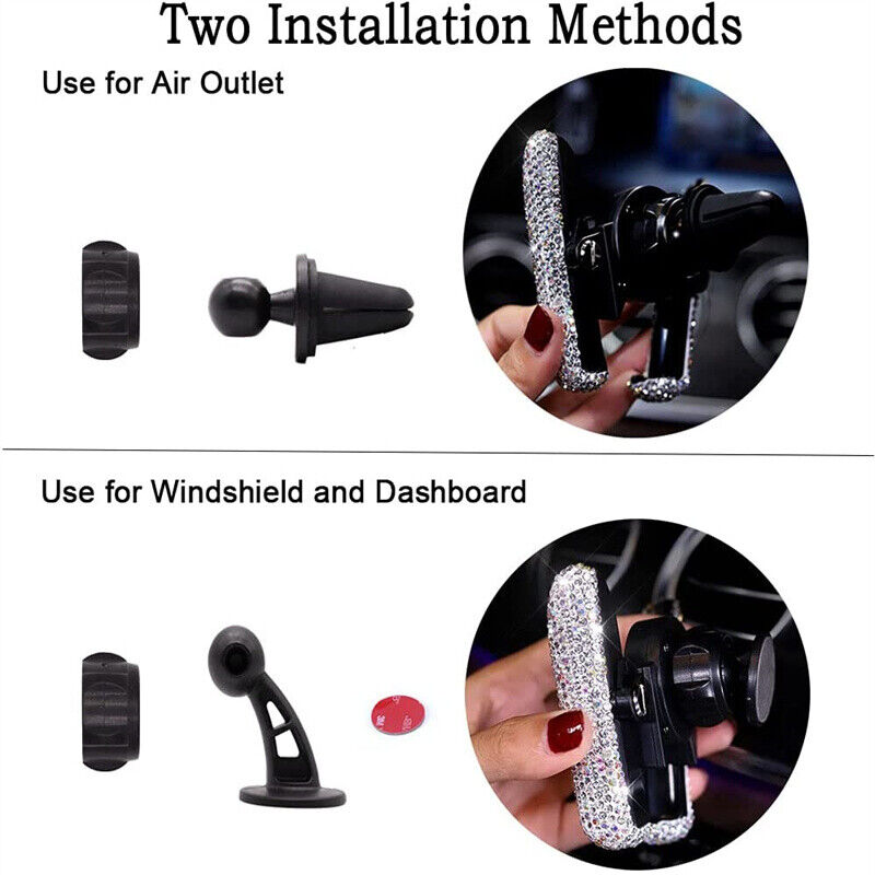 Bling Car Phone Holder Car Dash Air Vent Automatic Phone Mount 360°Adjustable