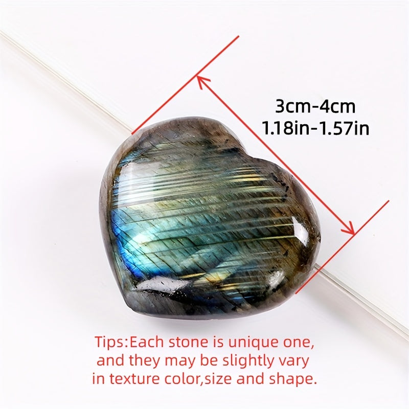 1pc Polished Labradorite Stone - Enhance Healing & Reiki with Nature's Crystal Heart of the Ocean