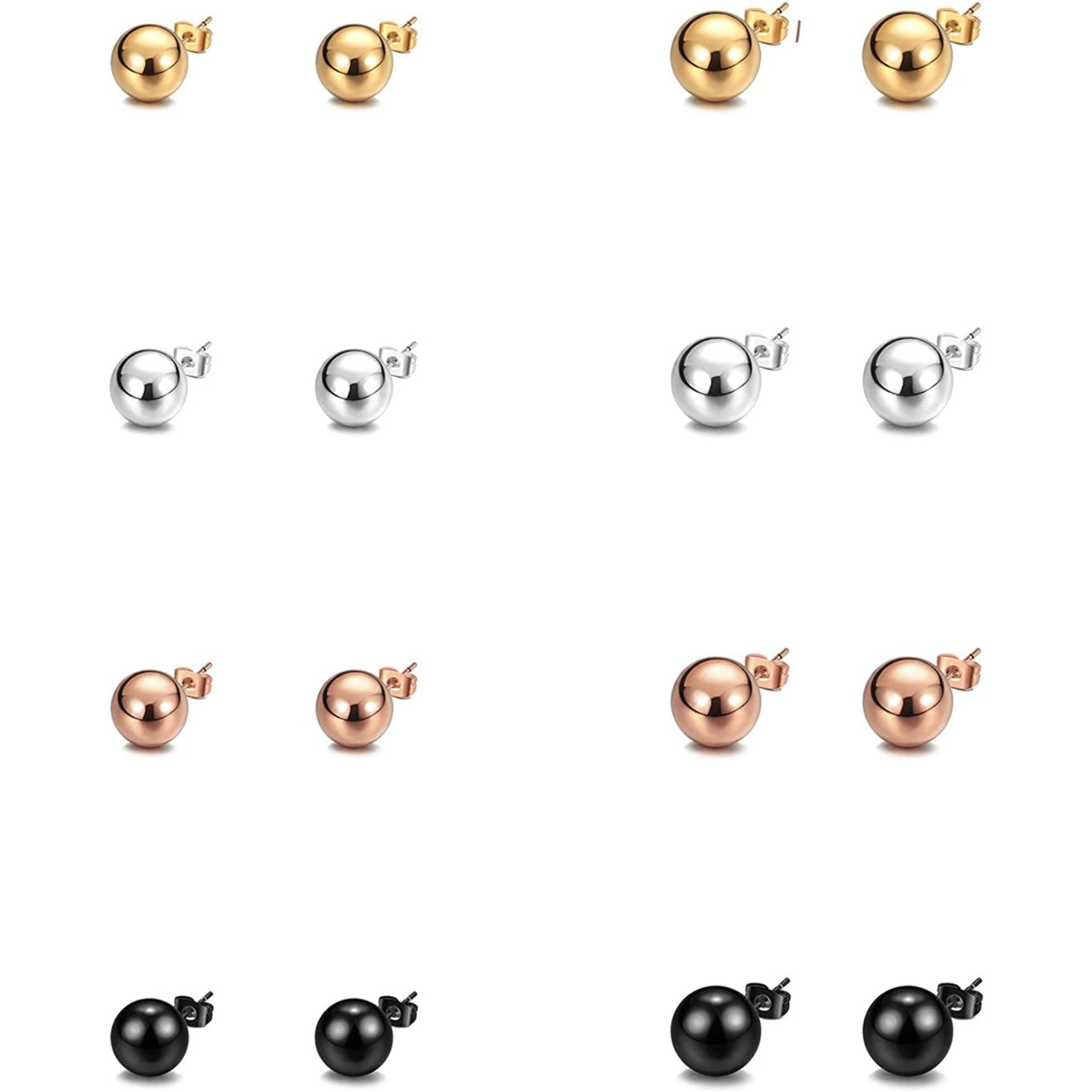 Ball Earrings 316L Surgical Steel Earrings Round Ball Stud Earrings Set