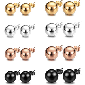 Ball Earrings 316L Surgical Steel Earrings Round Ball Stud Earrings Set