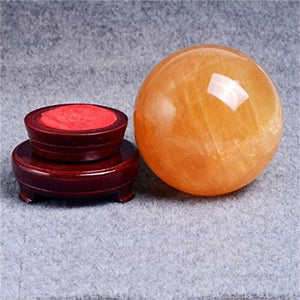 Natural Citrine Crystal Sphere Ball +Stand - Feng Shui Crystal for Wealth