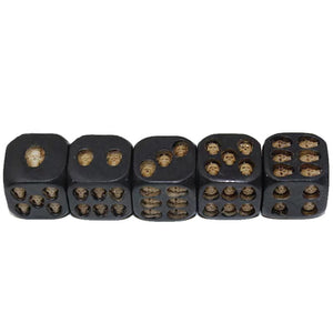 Skull Dice 5 Piece Suit Black Antique Party Casual Game Toy Chess Card Bar Dice Handmade Resin