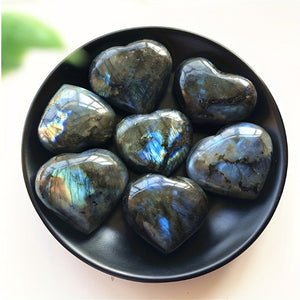 1pc Polished Labradorite Stone - Enhance Healing & Reiki with Nature's Crystal Heart of the Ocean