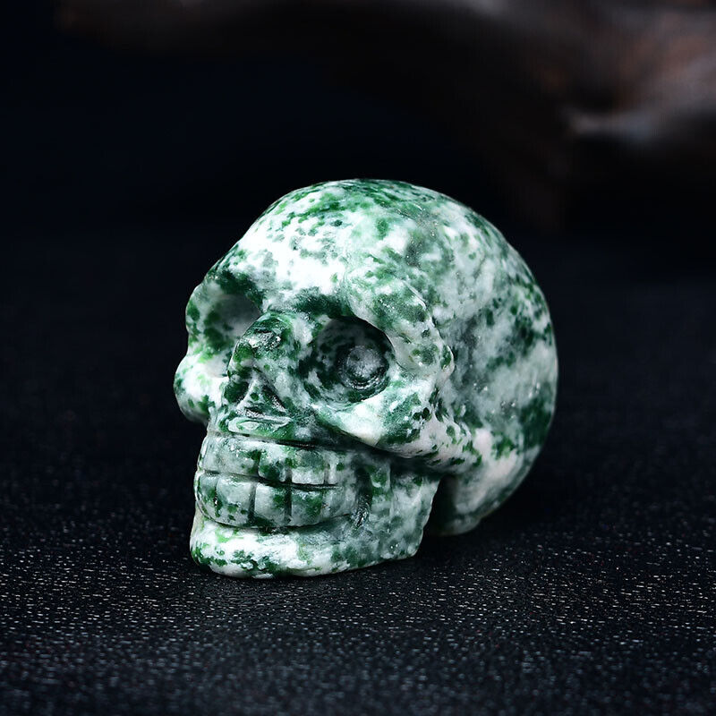 Hand Carved Mixed Gemstone Crystal Skull Healing Figurine Carving Home Decor