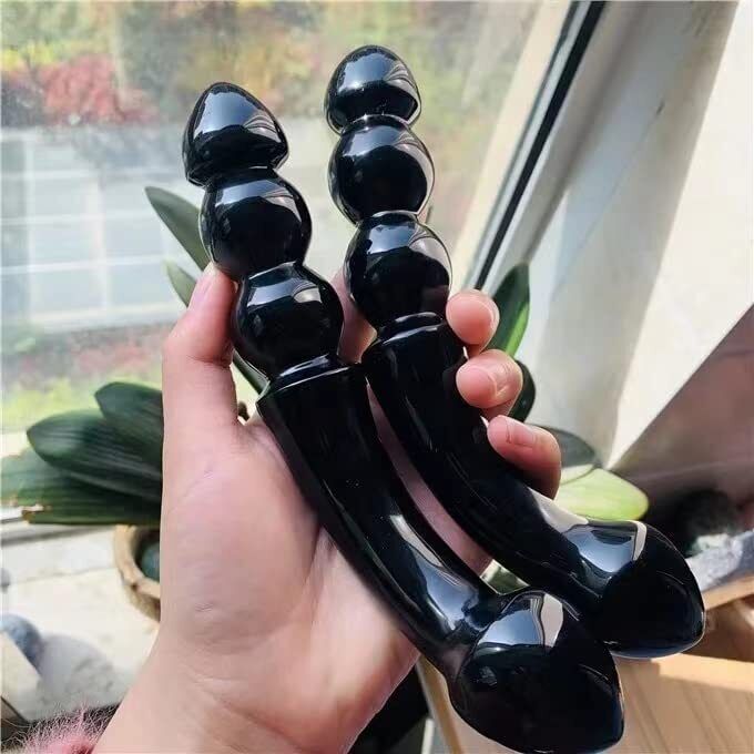 Natural Black Obsidian Yoni Massage Crystal Quartz Wand 170mm-180mm for Women