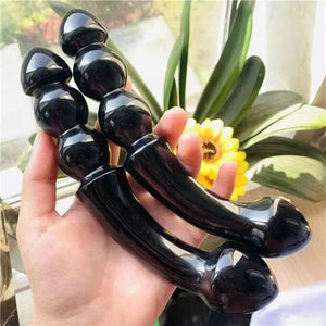 Natural Black Obsidian Yoni Massage Crystal Quartz Wand 170mm-180mm for Women