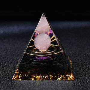 2.36‘’ Pink Orgone Pyramid Wind-Up Rose Quartz Sphere Gift Quartz Healing Meditation Crystal Hand Made Home Decoration Collection