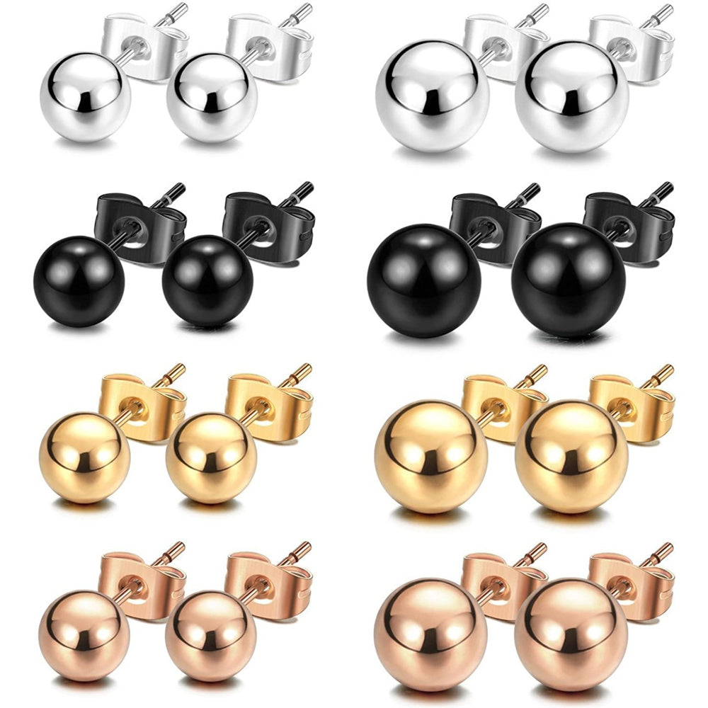 Ball Earrings 316L Surgical Steel Earrings Round Ball Stud Earrings Set