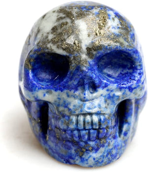 2inch Healing Skull Crystal Quartz Carved Gemstone Collectible Figurine Stone (Blue)