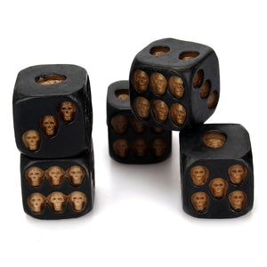 Skull Dice 5 Piece Suit Black Antique Party Casual Game Toy Chess Card Bar Dice Handmade Resin