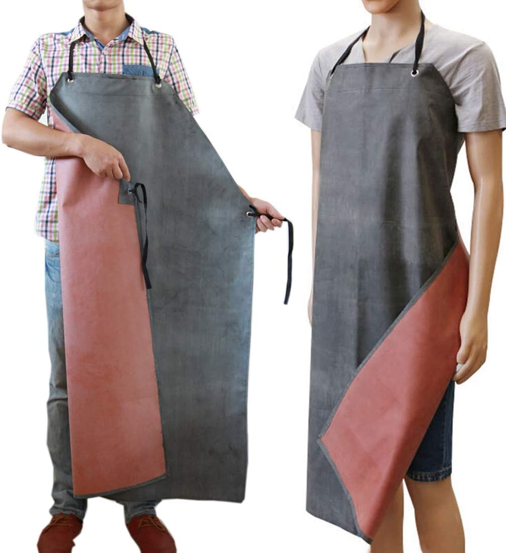 Rubber Apron Waterproof Aprons Chemical Oil Resistant Aprons for Dishwashing, Cleaning Fish, Gardening, Lab Work, Butcher and Dog Grooming