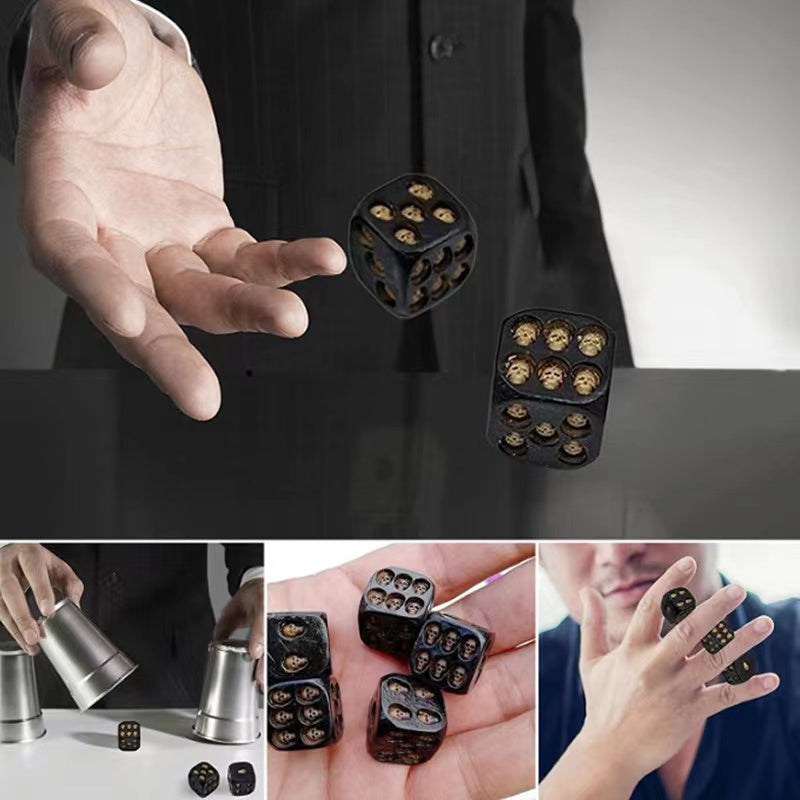 Skull Dice 5 Piece Suit Black Antique Party Casual Game Toy Chess Card Bar Dice Handmade Resin