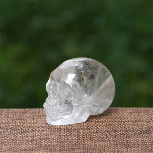 2'' Clear Quartz Crystal Skull Specimen Healing Reiki Hand Carved Figurine Altar US Stock