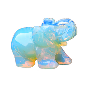 Crystal Decor 2 Inch Elephant Quartz Figurine Statue Carved Gemstone Sculpture