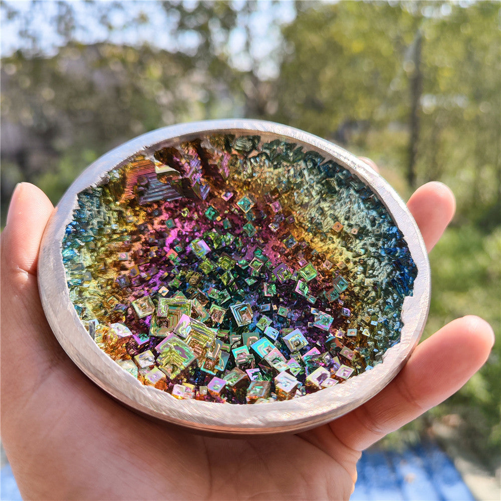 Bismuth Bowl with Stand Crystal Mineral Specimen Quartz Cluster Collection