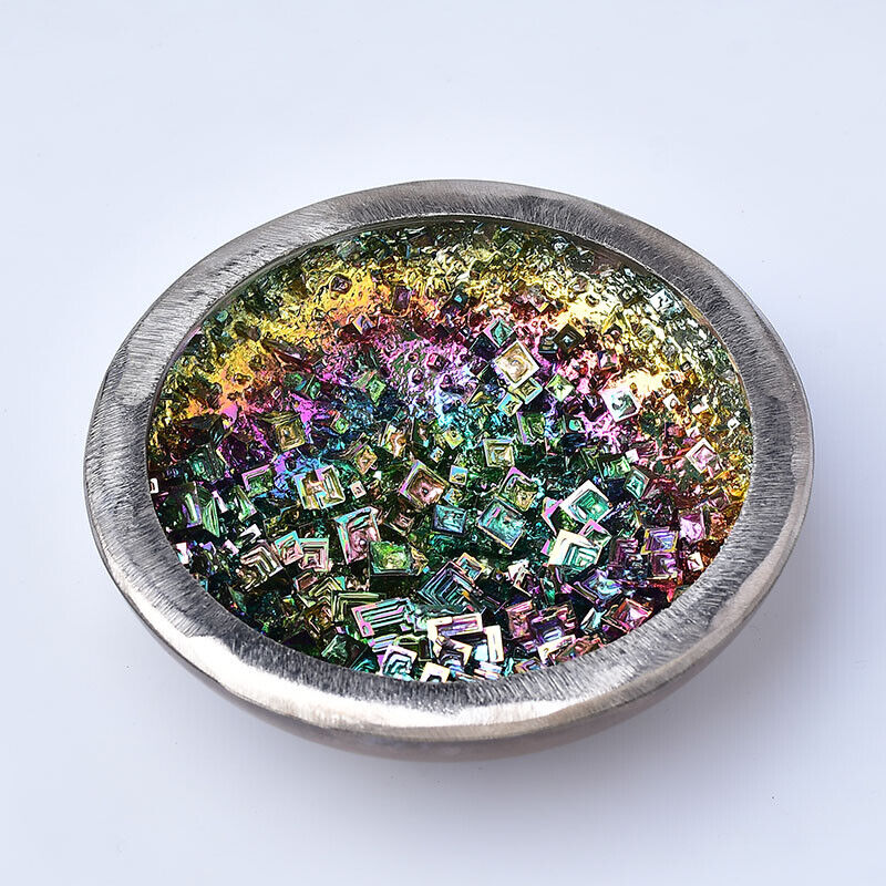 Gorgeous Rainbow Bismuth Geode Bowl Ornament Home Decor With Stand Collecting US Stock