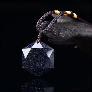 Beautiful Cleansed DIY Blue Sandstone Hexagram Quartz Pendulum Chakra Pendant