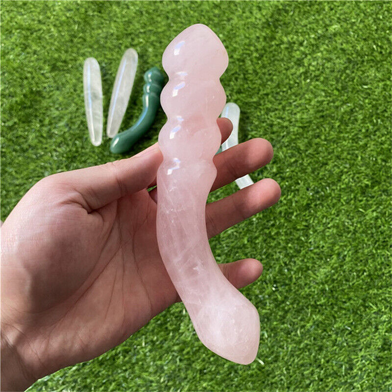 Large Long Natural Rose Quartz Crystal Massage Penis Wand Gemstone Yoni for Women Health Smooth Polished