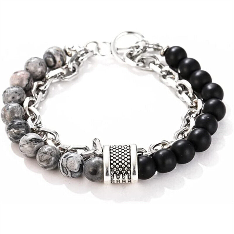 Stainless Steel Fashion Jewelry Natural Tiger Eye Obsidian Men'swomen's Bracelet