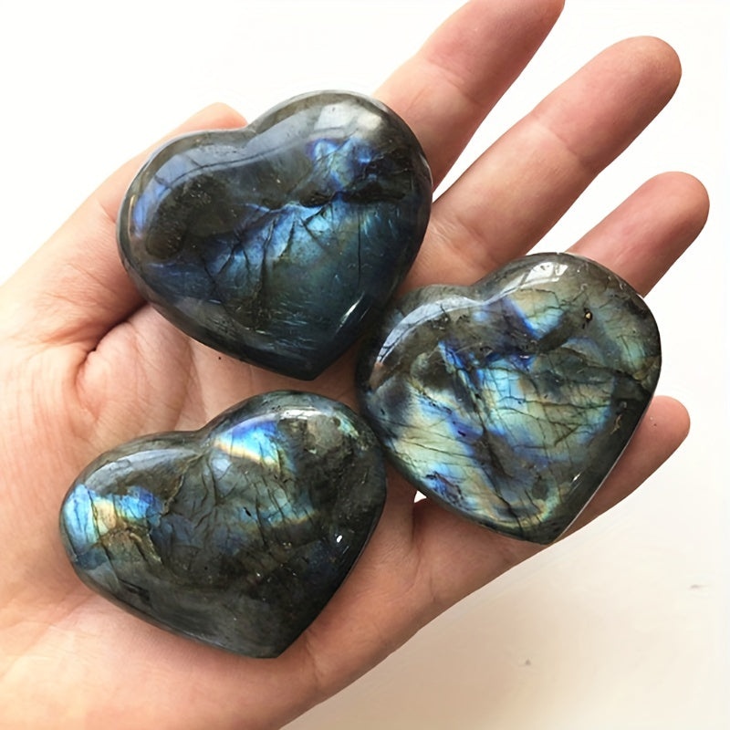 1pc Polished Labradorite Stone - Enhance Healing & Reiki with Nature's Crystal Heart of the Ocean