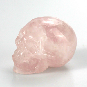 2'' Natural Rose Quartz Crystal Skull Specimen Healing Reiki Figurine Decor US Stock