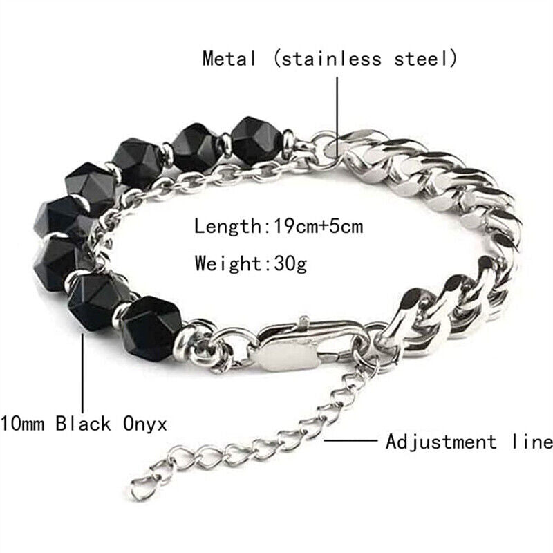 Stainless Steel Fashion Jewelry Natural Tiger Eye Obsidian Men'swomen's Bracelet