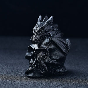 3.85Inch Obsidian Skull with Dragon Figurine Stunning Crystal Sculpture Gift