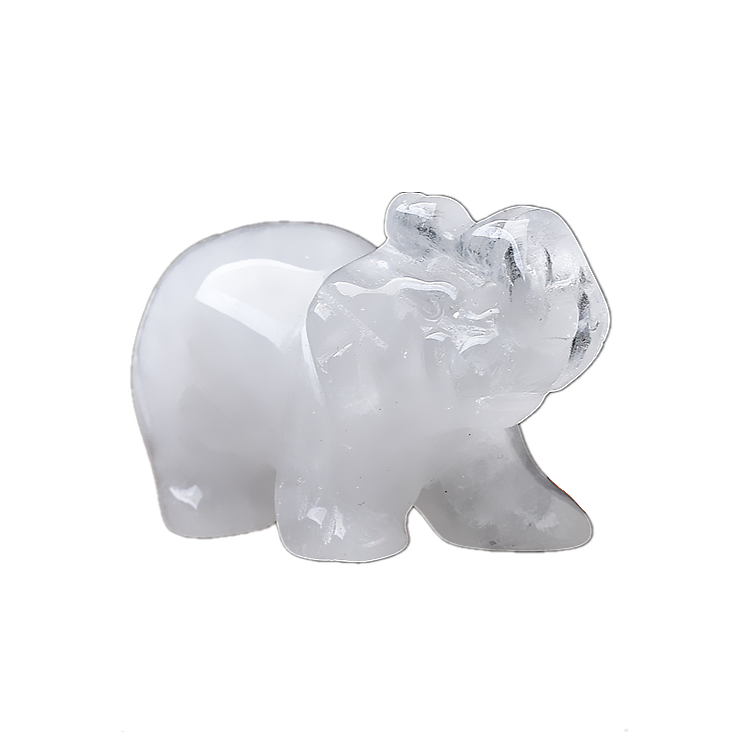 Crystal Decor 2 Inch Elephant Quartz Figurine Statue Carved Gemstone Sculpture