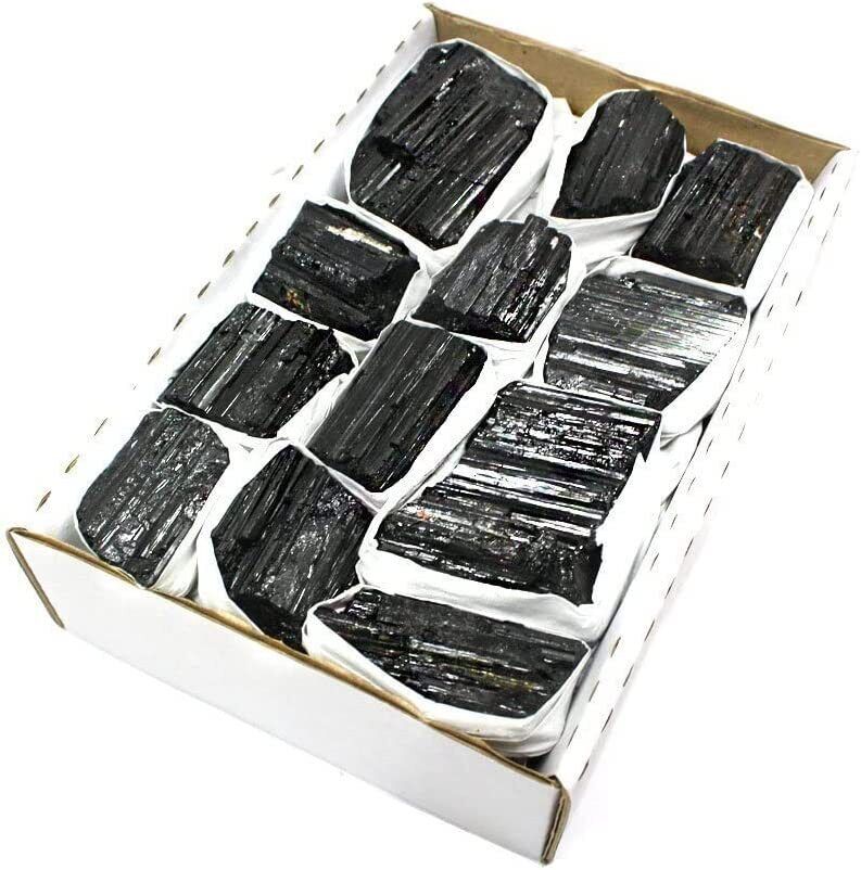 2 Lb Black Tourmaline Collection In Box of 7x5x2, 12-18 Pcs Healing Crystals…