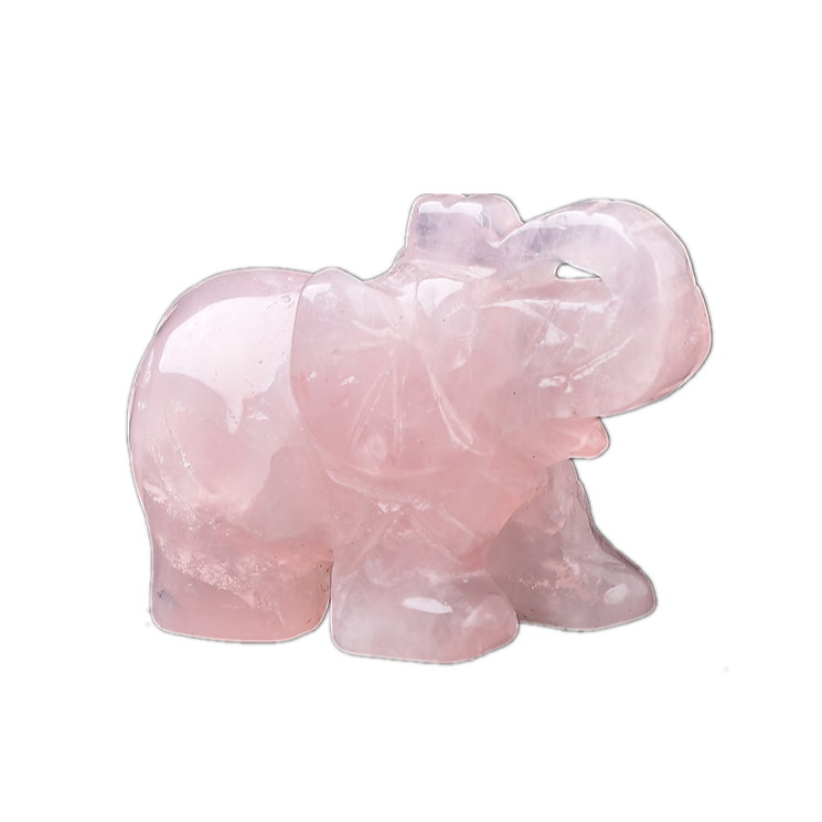 Crystal Decor 2 Inch Elephant Quartz Figurine Statue Carved Gemstone Sculpture