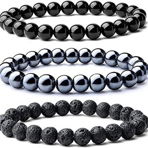 Black Obsidian Hematite Triple Protection Bracelet Lava Stone bracelets