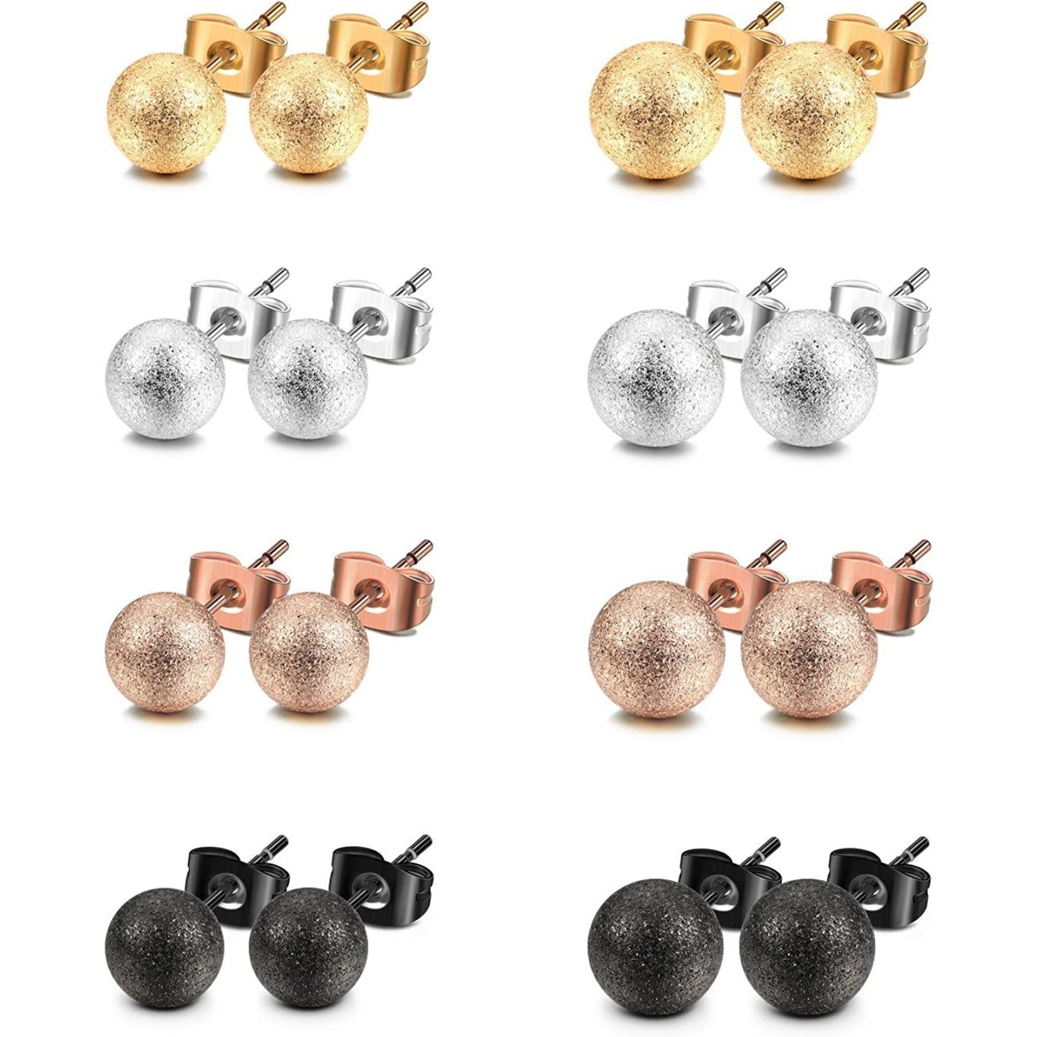 Ball Earrings 316L Surgical Steel Earrings Round Ball Stud Earrings Set