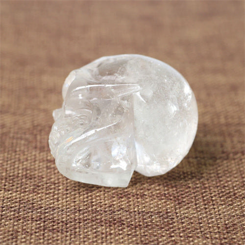 2'' Clear Quartz Crystal Skull Specimen Healing Reiki Hand Carved Figurine Altar US Stock