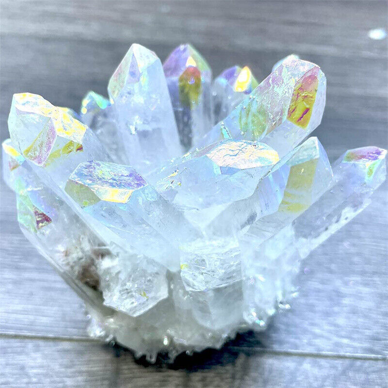 Titanium Rainbow Cluster Electroplatet Quartz Crystal Vug Reiki Healing Quartz