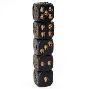 Skull Dice 5 Piece Suit Black Antique Party Casual Game Toy Chess Card Bar Dice Handmade Resin